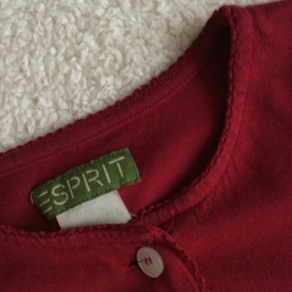 Vintage 90s ESPRIT Button Down Knit Top Cardigan Red - Sz Medium - Picture 6 of 10
